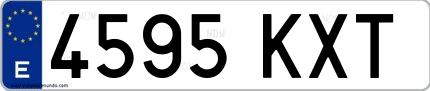 Ejemplo de matrícula española 4595 KXT