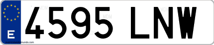 Ejemplo de matrícula de coche ordinaria 4595 LNW