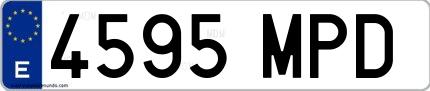 Ejemplo de matrícula española 4595 MPD