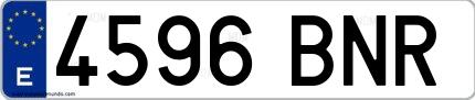 Ejemplo de matrícula española 4596 BNR