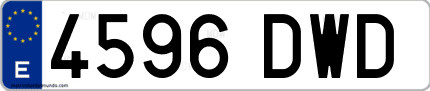 Ejemplo de matrícula de coche ordinaria 4596 DWD