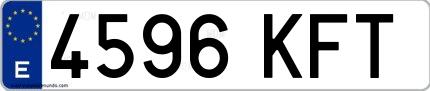 Ejemplo de matrícula española 4596 KFT