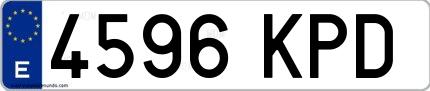 Ejemplo de matrícula española 4596 KPD
