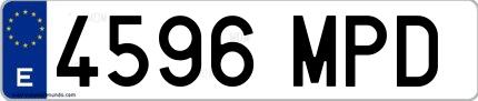 Ejemplo de matrícula española 4596 MPD