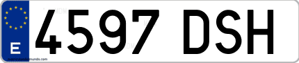 Ejemplo de matrícula de coche ordinaria 4597 DSH