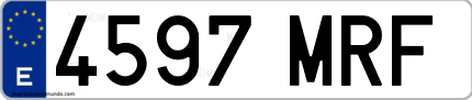 Ejemplo de matrícula de coche ordinaria 4597 MRF