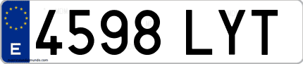 Ejemplo de matrícula de coche ordinaria 4598 LYT