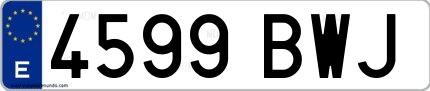 Ejemplo de matrícula española 4599 BWJ