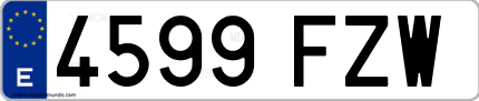 Ejemplo de matrícula de coche ordinaria 4599 FZW