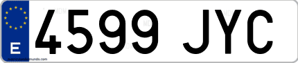 Ejemplo de matrícula de coche ordinaria 4599 JYC