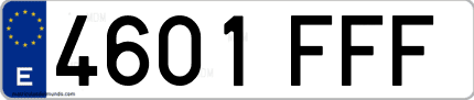 Ejemplo de matrícula de coche ordinaria 4601 FFF