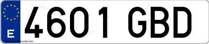 Ejemplo de matrícula española 4601 GBD