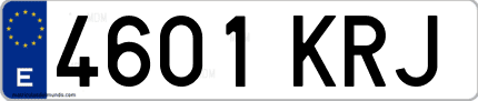 Ejemplo de matrícula de coche ordinaria 4601 KRJ