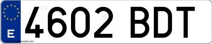 Ejemplo de matrícula española 4602 BDT