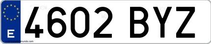 Ejemplo de matrícula española 4602 BYZ