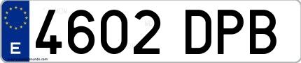 Ejemplo de matrícula española 4602 DPB