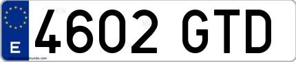 Ejemplo de matrícula de coche ordinaria 4602 GTD