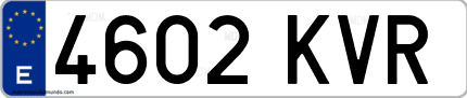 Ejemplo de matrícula de coche ordinaria 4602 KVR