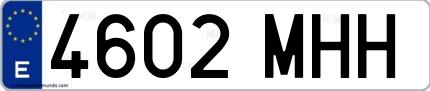 Ejemplo de matrícula española 4602 MHH