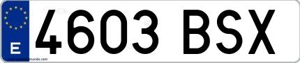 Ejemplo de matrícula española 4603 BSX