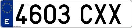 Ejemplo de matrícula española 4603 CXX