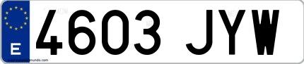 Ejemplo de matrícula española 4603 JYW