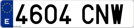 Ejemplo de matrícula de coche ordinaria 4604 CNW