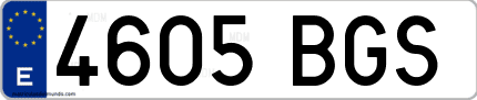 Ejemplo de matrícula de coche ordinaria 4605 BGS