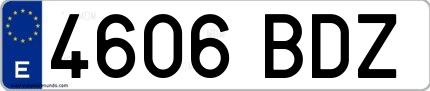 Ejemplo de matrícula de coche ordinaria 4606 BDZ