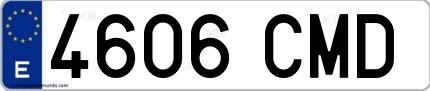 Ejemplo de matrícula española 4606 CMD