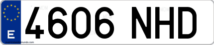 Ejemplo de matrícula de coche ordinaria 4606 NHD