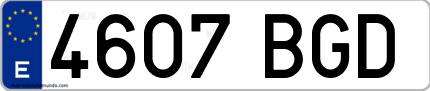 Ejemplo de matrícula de coche ordinaria 4607 BGD