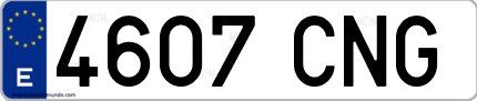 Ejemplo de matrícula de coche ordinaria 4607 CNG