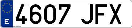 Ejemplo de matrícula de coche ordinaria 4607 JFX