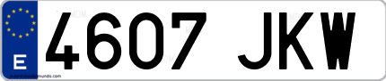 Ejemplo de matrícula de coche ordinaria 4607 JKW