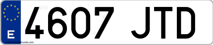 Ejemplo de matrícula de coche ordinaria 4607 JTD