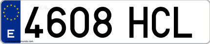 Ejemplo de matrícula de coche ordinaria 4608 HCL