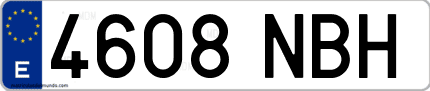 Ejemplo de matrícula de coche ordinaria 4608 NBH