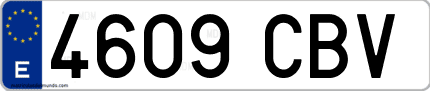 Ejemplo de matrícula de coche ordinaria 4609 CBV