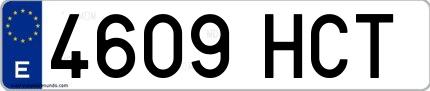 Ejemplo de matrícula española 4609 HCT