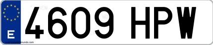 Ejemplo de matrícula española 4609 HPW