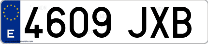 Ejemplo de matrícula de coche ordinaria 4609 JXB