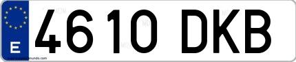 Ejemplo de matrícula española 4610 DKB