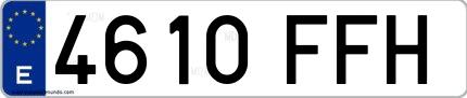Ejemplo de matrícula española 4610 FFH