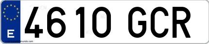Ejemplo de matrícula española 4610 GCR