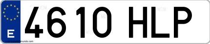 Ejemplo de matrícula española 4610 HLP