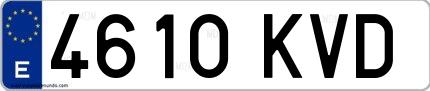 Ejemplo de matrícula española 4610 KVD