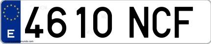 Ejemplo de matrícula española 4610 NCF