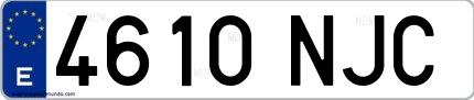 Ejemplo de matrícula española 4610 NJC
