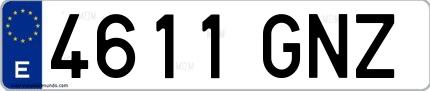 Ejemplo de matrícula de coche ordinaria 4611 GNZ